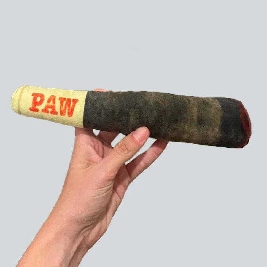 Interactive Plush Dog Toy - Cigar Design Squeaky Chew Toy for Small to Medium Dogs