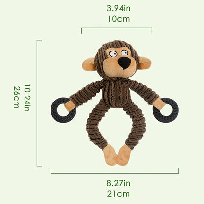 Plush Squeaky Puppy Chew Toys for Teething and Training - Interactive Toys for Small Dogs Featuring Adorable Monkey Design