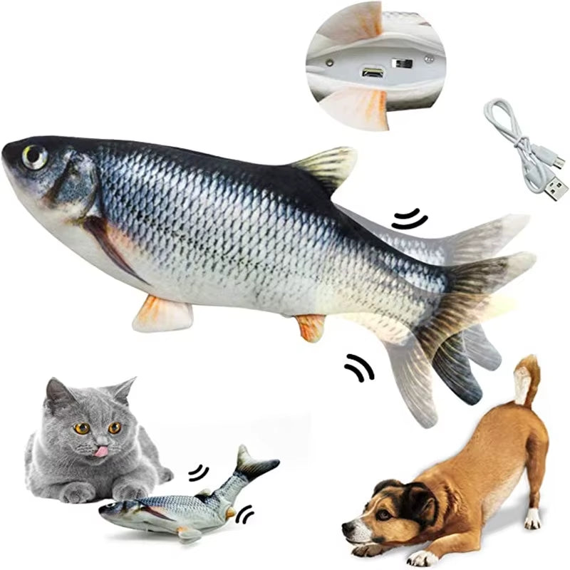 Interactive Electric Floppy Fish Cat Toy with USB Charger - Realistic Chew and Bite Toy for Cats and Dogs
