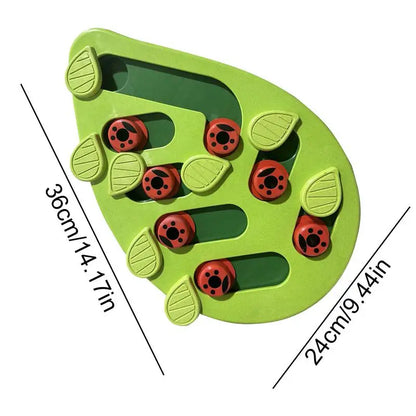 Interactive Cat Food Puzzle and Slow Feeder Toy - Green Leaf Shaped Enrichment and Chew Toy for Dogs and Cats