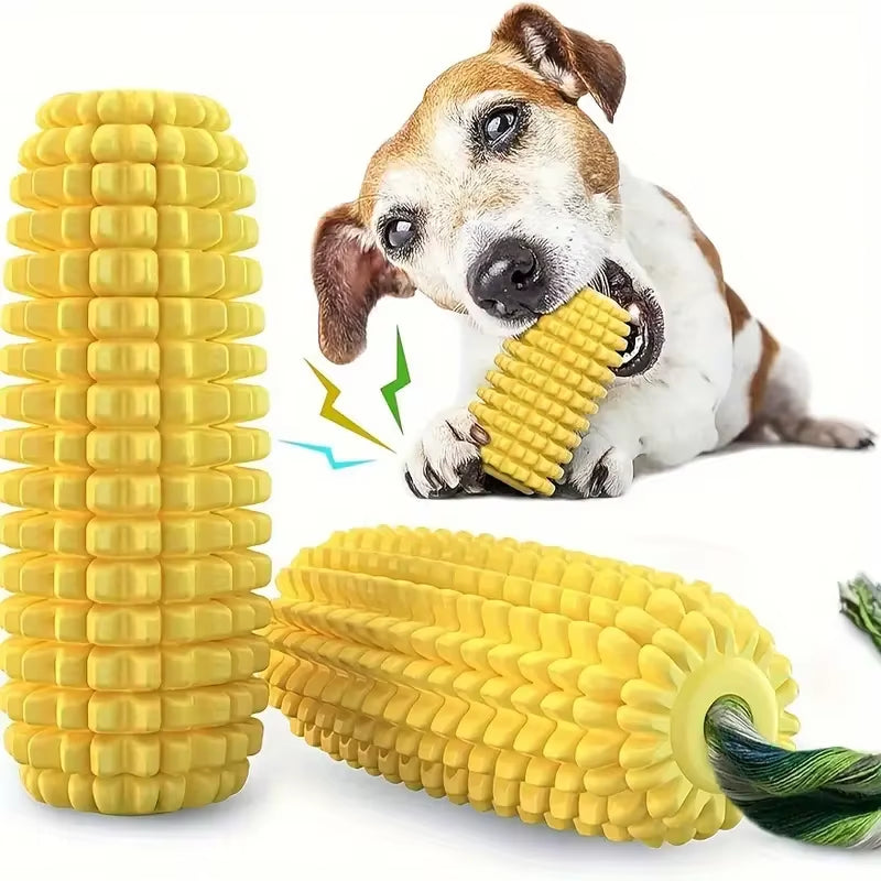 Durable Interactive Dog Chew Toys for Aggressive Chewers, Squeaky Corn Stick for Puppies and Large Dogs
