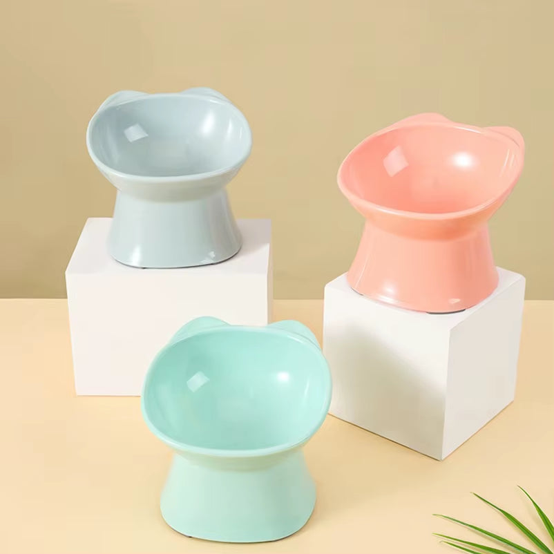 Nordic Style Anti-Tip Cat Bowl with Double-Ear Design and Elevated Legs for Feeding and Drinking