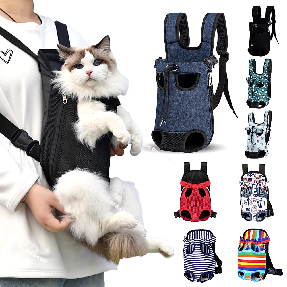 Adjustable Dual-Shoulder Pet Carrier Backpack for Outdoor Travel and Hiking