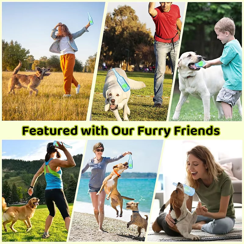 Interactive Dog Chewing Toy: Beer Bottle Design with Tennis Ball and Squeaker for Engaging Playtime