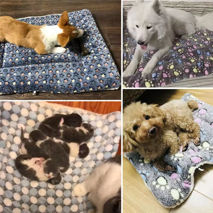 Flannel Pet Sleeping Mat - Cozy Dog Bed and Cat Litter Cushion for All Sizes, Ideal for Winter Use