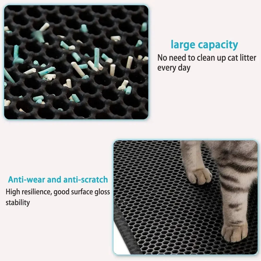 Double Layer Waterproof Cat Litter Mat with Complimentary Gift - Non-Slip Washable Pet Litter Box Pad