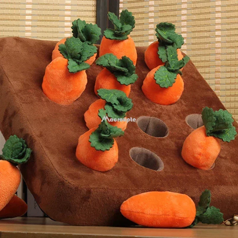 Snuffle Mat for Dogs - Interactive Plush Carrot and Radish Toy Field