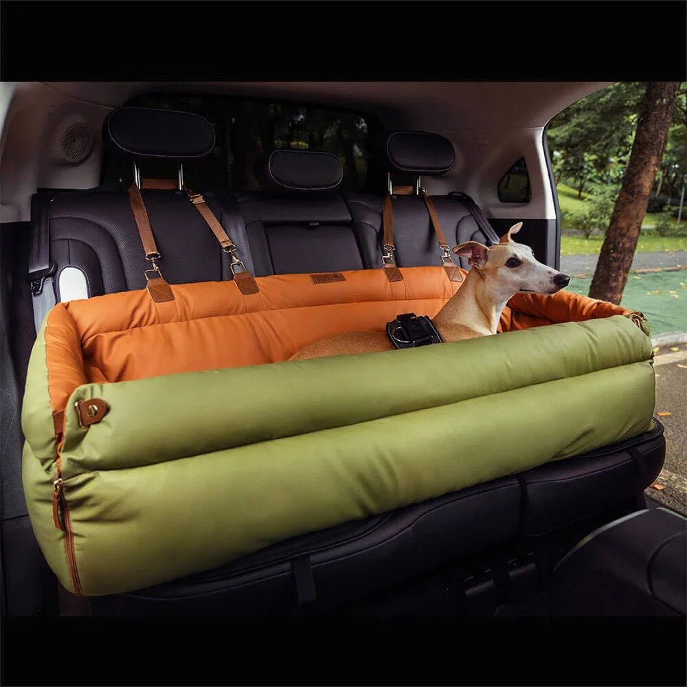 Luxury Faux Leather Pet Booster Car Seat for Dogs and Cats - Travel Bed and Car Seat Combo