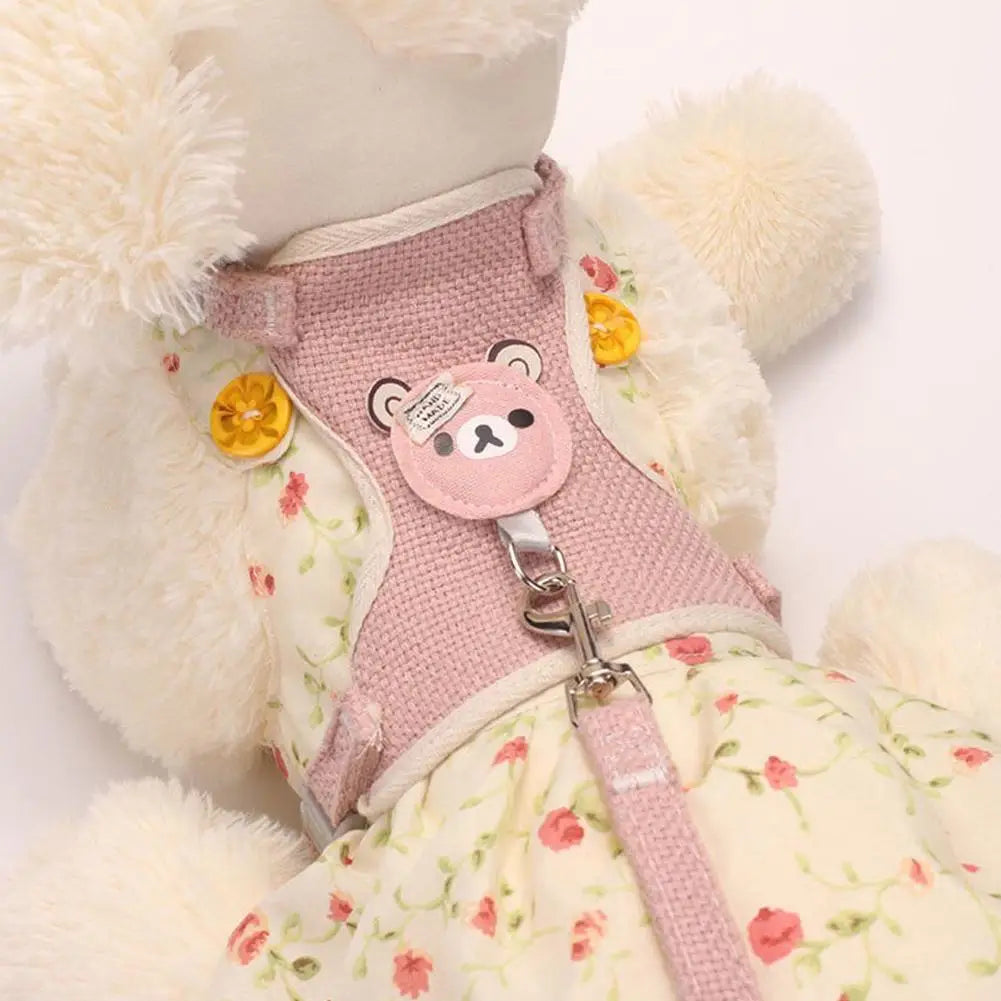Small Pet Vest Harness with Chest Strap and Leash for Dogs, Cats, and Bunnies - Ideal for Poodles and Other Breeds