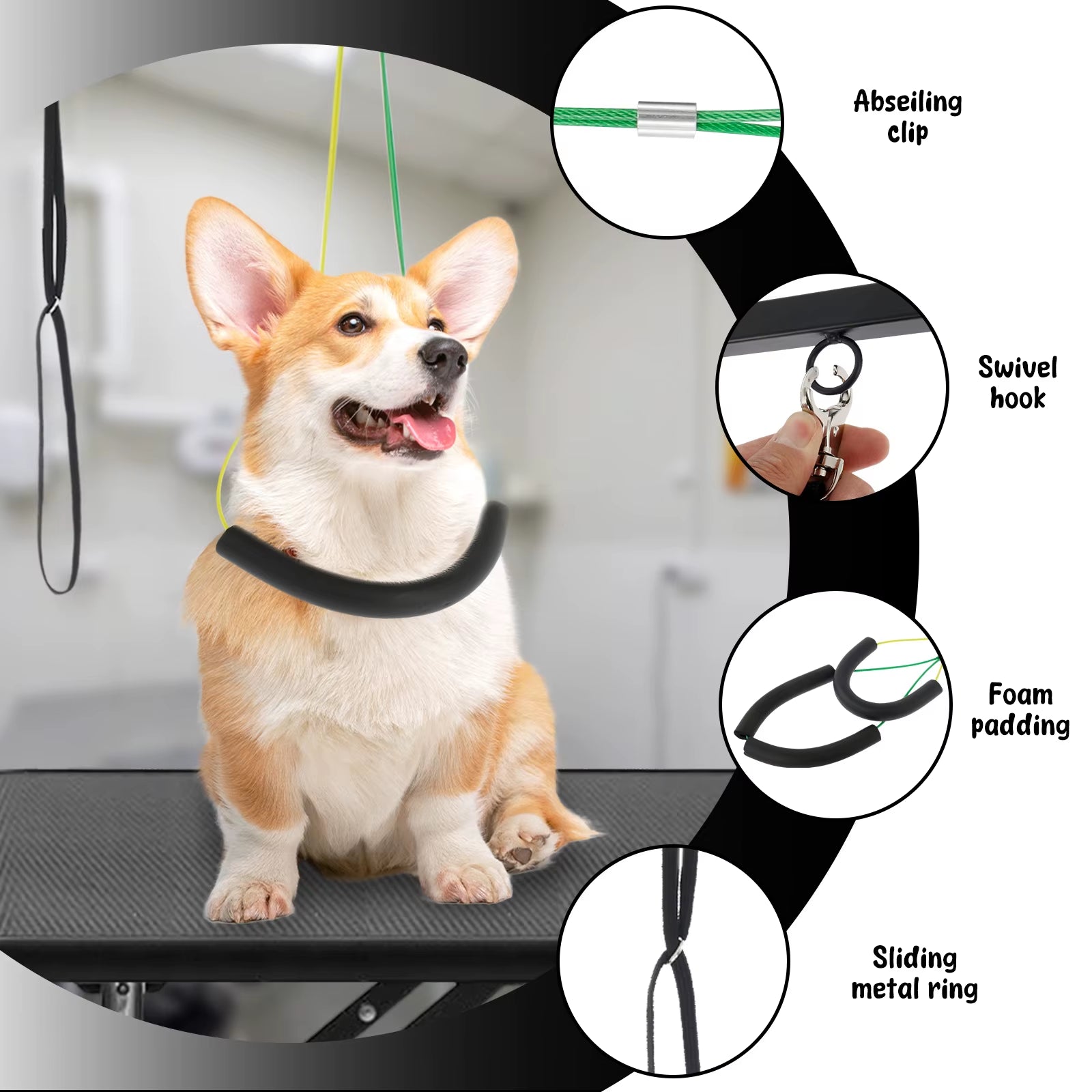 Adjustable Dog Grooming Table Arm with Clamp - Professional Pet Grooming Stand for Nail Clipping and Haircuts