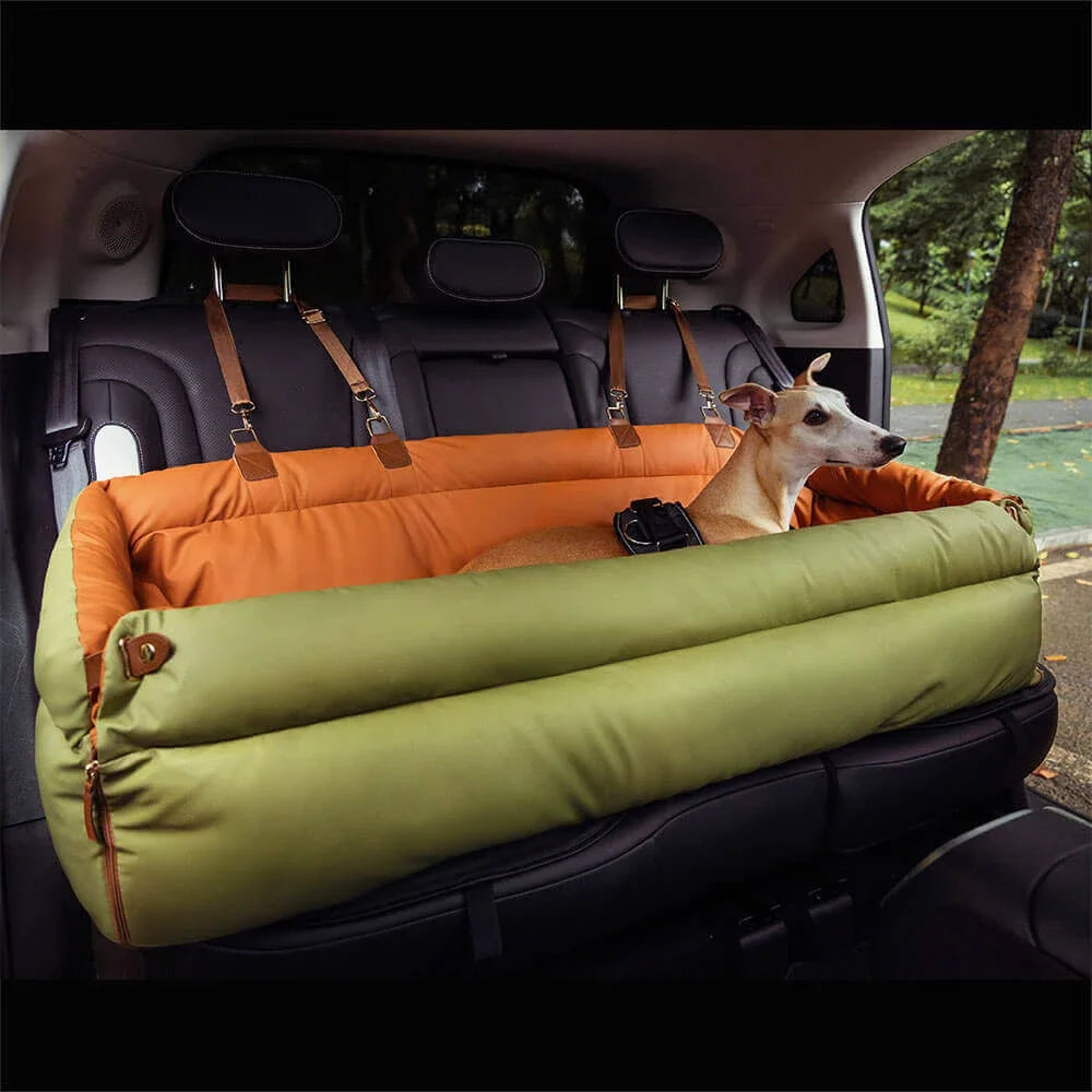 Luxury Faux Leather Pet Booster Car Seat for Dogs and Cats - Travel Bed and Car Seat Combo