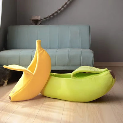 Cozy Banana Cat Bed and Cushion Kennel for Small Dogs and Kittens - Portable Pet Supplies