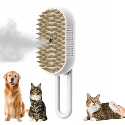3-in-1 Electric Pet Grooming Brush with Steam Spray for Cats and Dogs - Hair Removal and Massage Comb