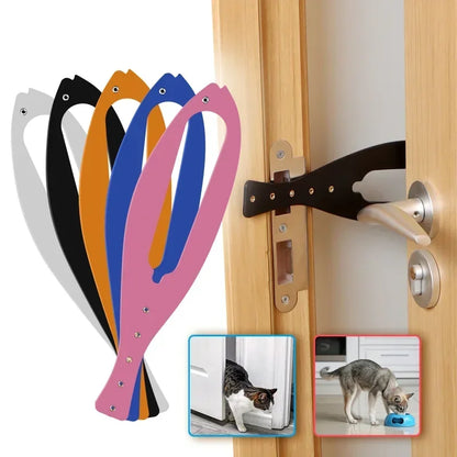 Adjustable Cat Door Holder with Fish-Shaped Design - Versatile Latch Strap Door Stopper for Pets