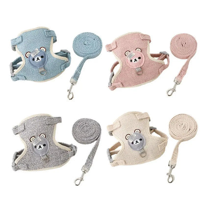 Small Pet Vest Harness with Chest Strap and Leash for Dogs, Cats, and Bunnies - Ideal for Poodles and Other Breeds