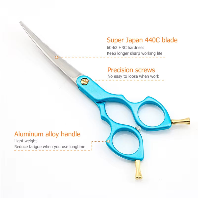 Curved Dog Grooming Scissors - 6 Inch JP440C  Shears for Dogs and Cats