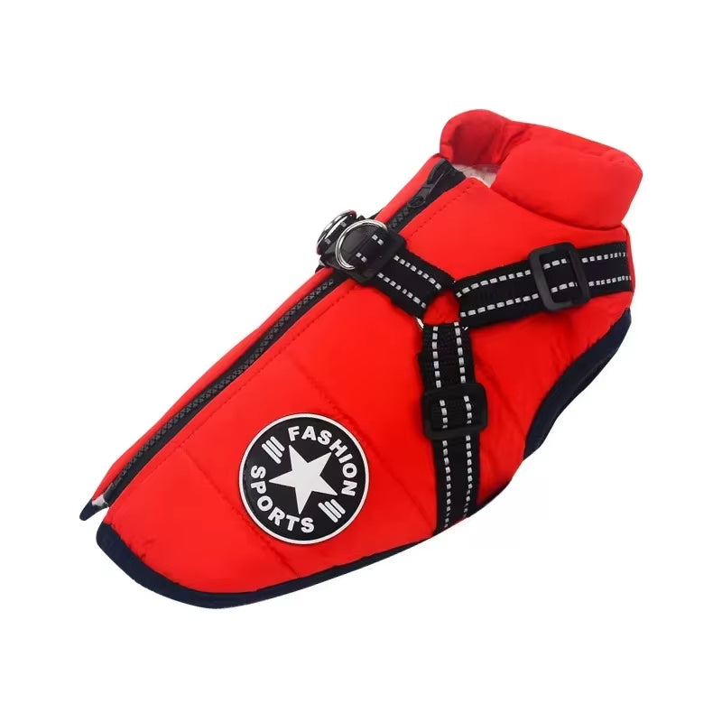 Premium Waterproof Dog Jacket with Integrated Harness - Winter Coat for Large Breeds Including Labrador, Chihuahua, and French Bulldog