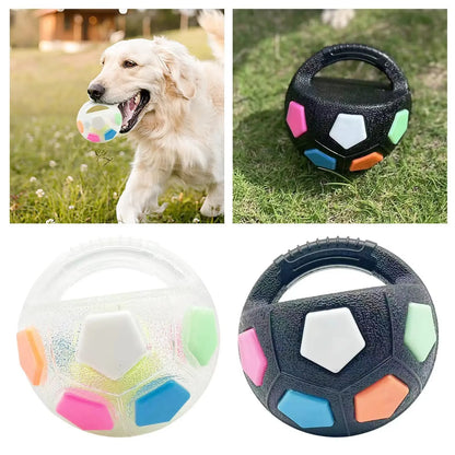 Squeaky Floating Soccer Ball Dog Toy with Handle for Tug of War - Ideal for Small to Large Breeds