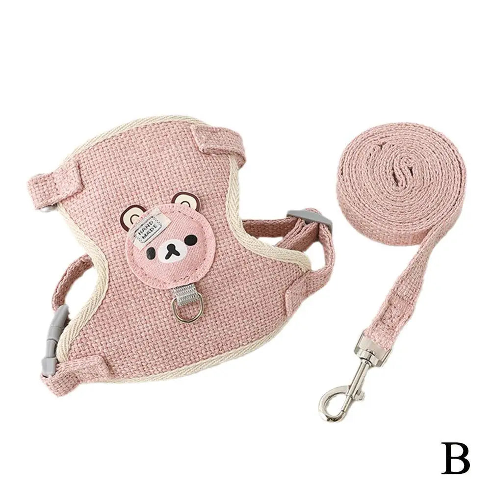 Small Pet Vest Harness with Chest Strap and Leash for Dogs, Cats, and Bunnies - Ideal for Poodles and Other Breeds
