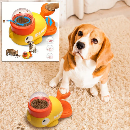 Automatic Pet Food Dispenser with Cartoon Duck Design - Non-Slip Puzzle Feeder for Dogs and Cats
