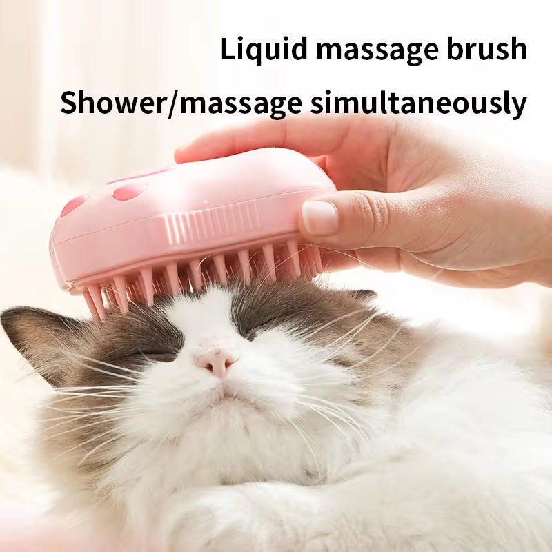 3-in-1 Electric Pet Grooming Brush with Steam Spray for Cats and Dogs - Hair Removal and Massage Comb