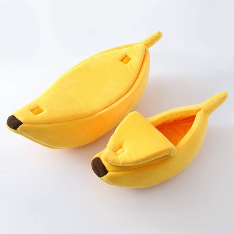 Cozy Banana Cat Bed and Cushion Kennel for Small Dogs and Kittens - Portable Pet Supplies