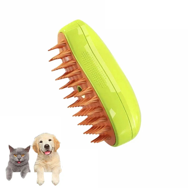 3-in-1 Electric Steam Brush for Pet Grooming and Shedding with Massaging Sprayer for Cats and Dogs