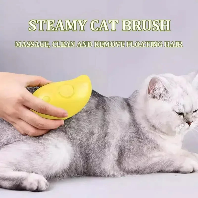 3-in-1 Electric Steam Brush for Pet Grooming and Shedding with Massaging Sprayer for Cats and Dogs