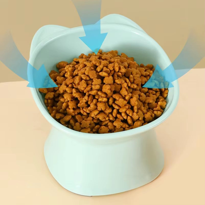 Nordic Style Anti-Tip Cat Bowl with Double-Ear Design and Elevated Legs for Feeding and Drinking