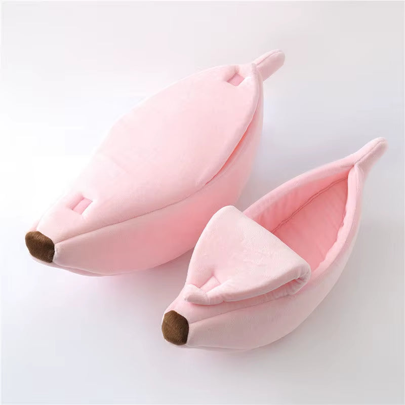Cozy Banana Cat Bed and Cushion Kennel for Small Dogs and Kittens - Portable Pet Supplies