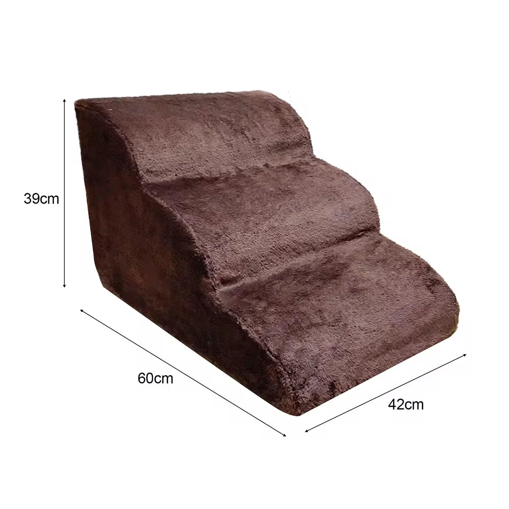 Non-Slip Pet Ramp Stairs for Dogs - 3-Tier Removable and Washable Dog Steps for Bed Training