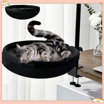 Modern Cat Bed for Desk with 2 Washable Mats - 360-Degree Rotatable Indoor Perch for Living Room Furniture