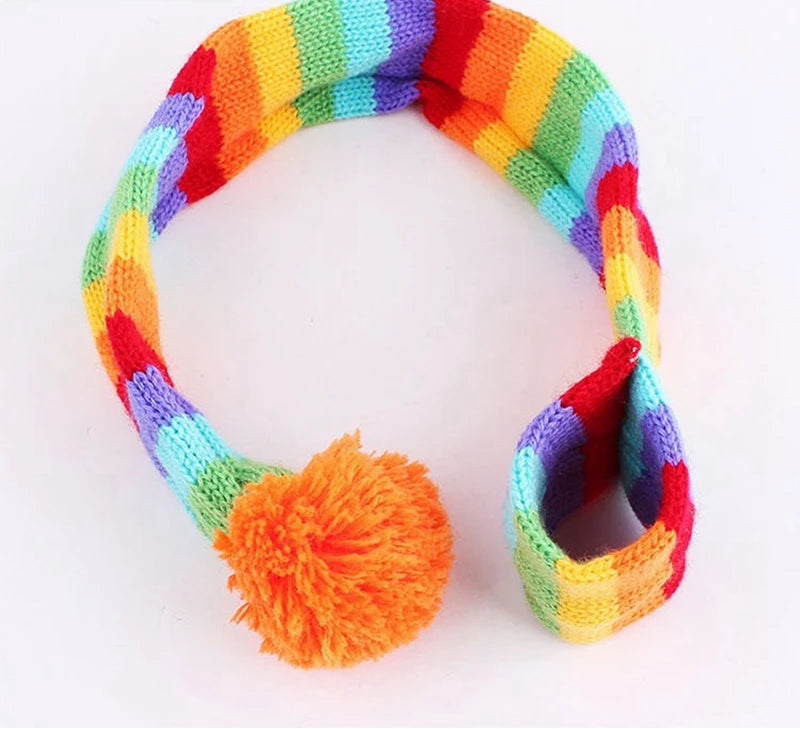 Winter Pet Accessories: Knitted Striped Hats, Scarves, and Socks for Dogs and Cats of All Sizes