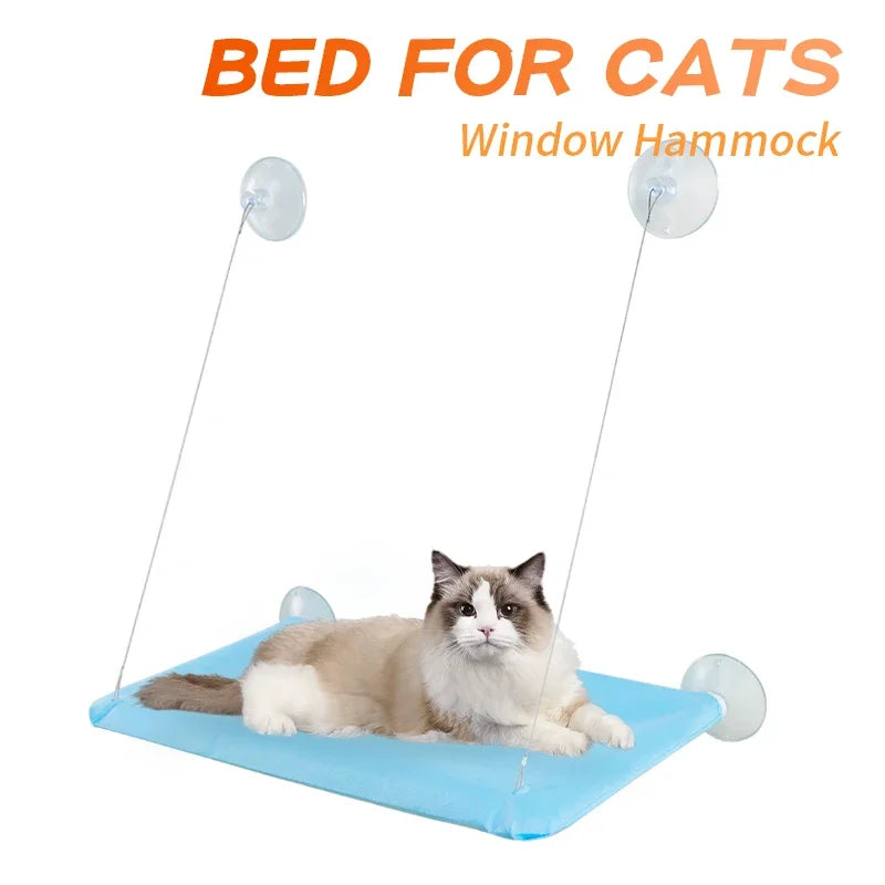 Cat Hammock Bed with Mat - Hanging Window Shelf Seat for Cats, Comfortable Pet Nest and Accessories
