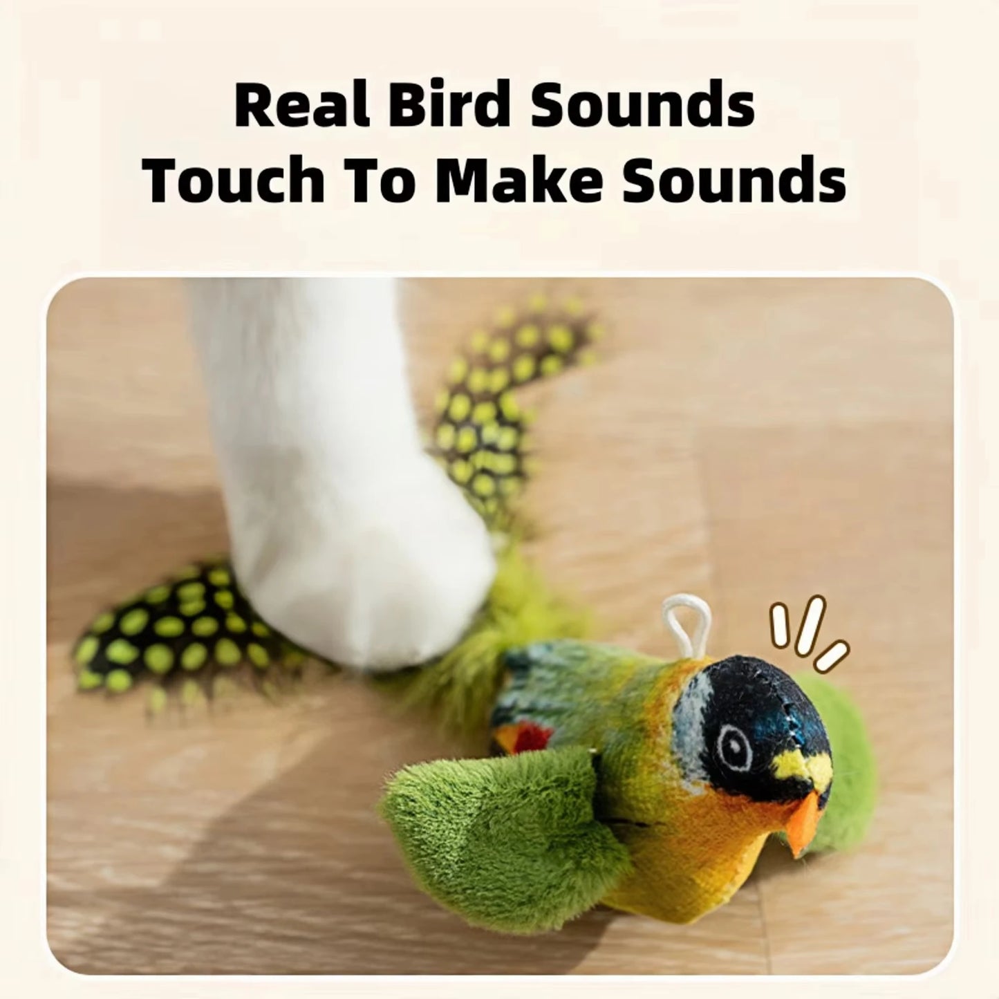 Interactive Plush Cat Toy with Realistic Bird Sounds and Catnip for Indoor Cats and Kittens