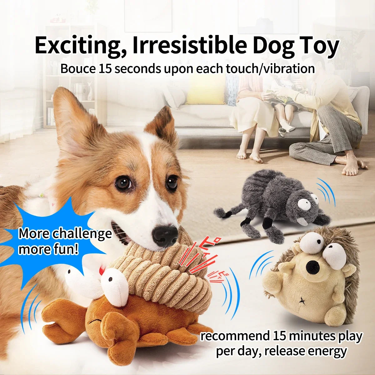 Interactive Plush Dog Toy - Dancing Ball for Chewing and Fetching - Ideal for Small Dogs and Puppies