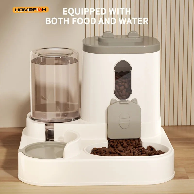 2-in-1 Automatic Cat Food and Water Dispenser with Integrated Feeding System