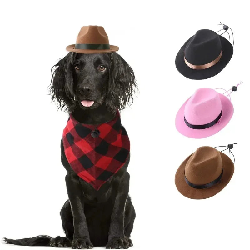 Western Cowboy Hat for Pets - Stylish Halloween Outdoor Cap for Dogs and Cats, Retro Photo Prop and Decorative Accessory