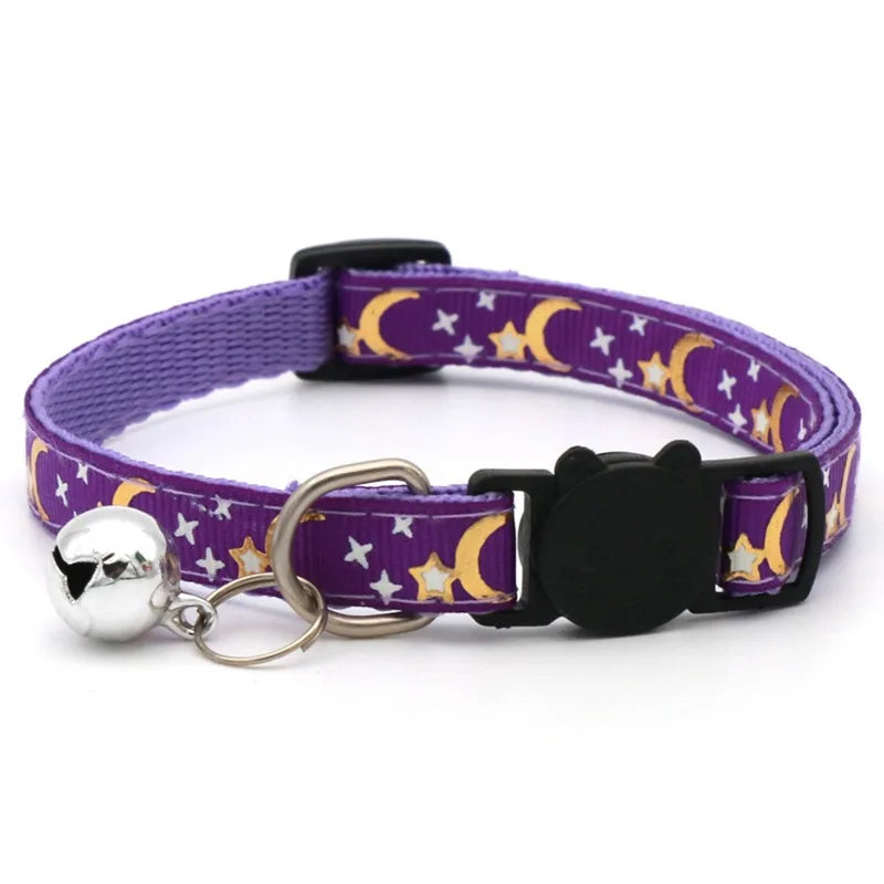 Adjustable Colorful Pet Collar with Bell and Cartoon Footprint Design for Dogs and Kittens