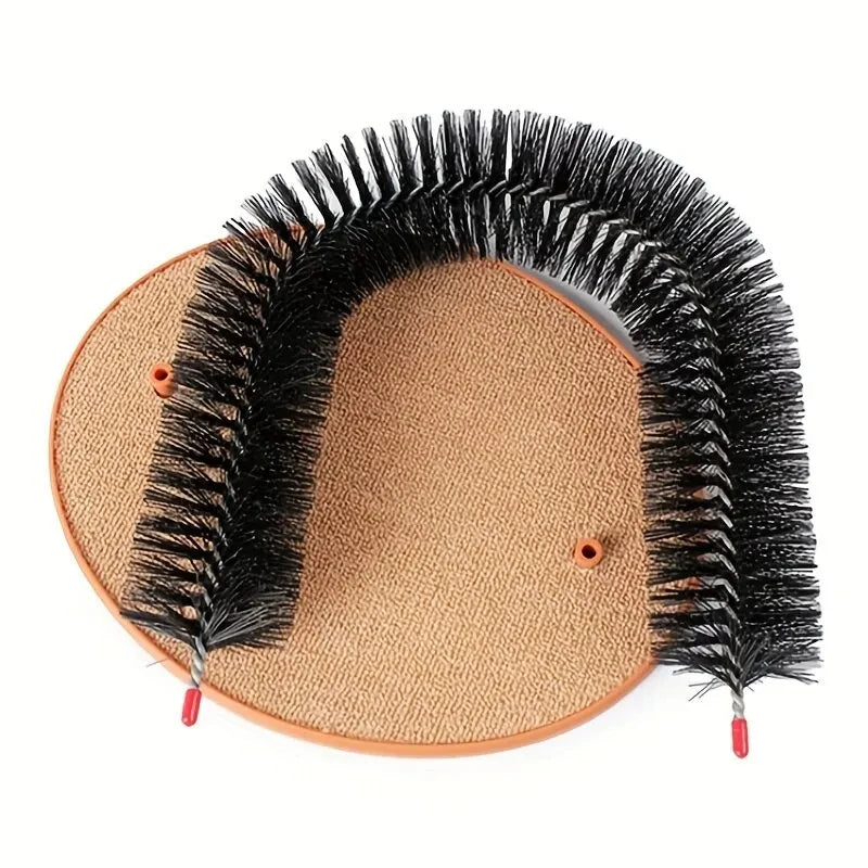 Interactive Cat Grooming Arch with Massage Brush and Scratching Pad