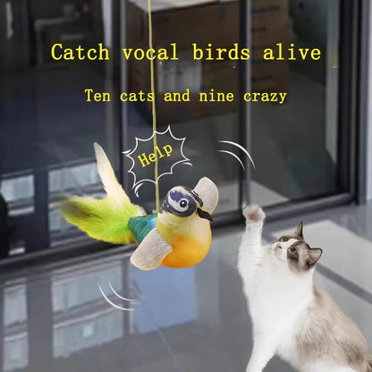 Interactive Plush Cat Toy with Realistic Bird Sounds and Catnip for Indoor Cats and Kittens