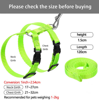 Adjustable Rabbit and Small Animal Harness and Leash Set for Outdoor Walking
