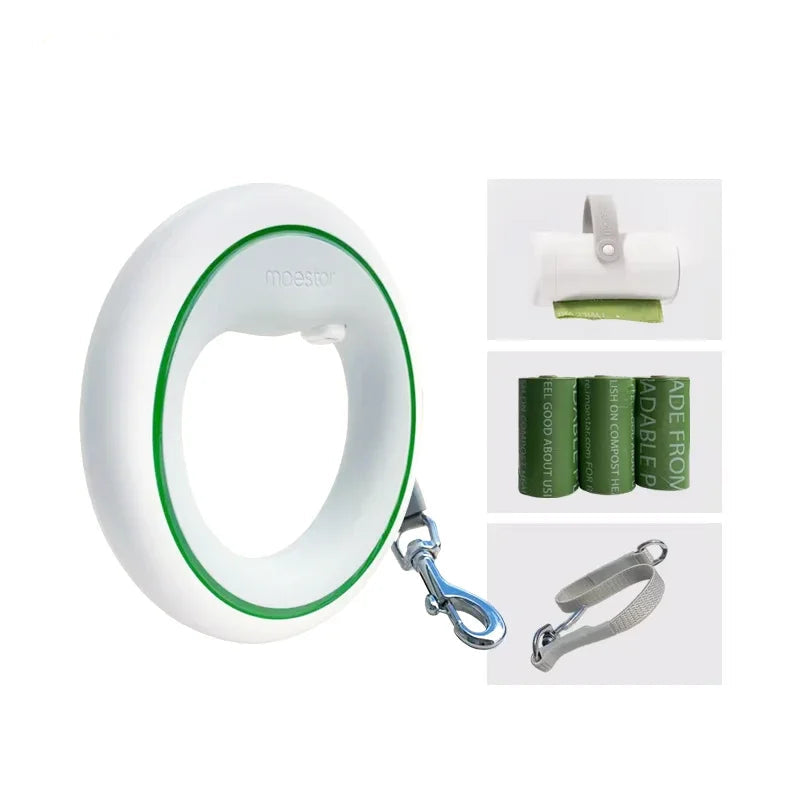 Pet Leash Accessory: Poop Bag Dispenser with Extension Belt for Two Replaceable Bags for Convenient Pet Walking - Moestar