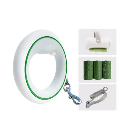 Pet Leash Accessory: Poop Bag Dispenser with Extension Belt for Two Replaceable Bags for Convenient Pet Walking - Moestar