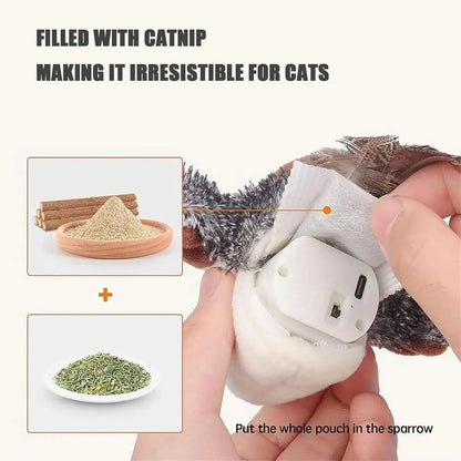 Interactive Flapping Wings Sparrow Cat Toy with Vivid Chirping Simulation