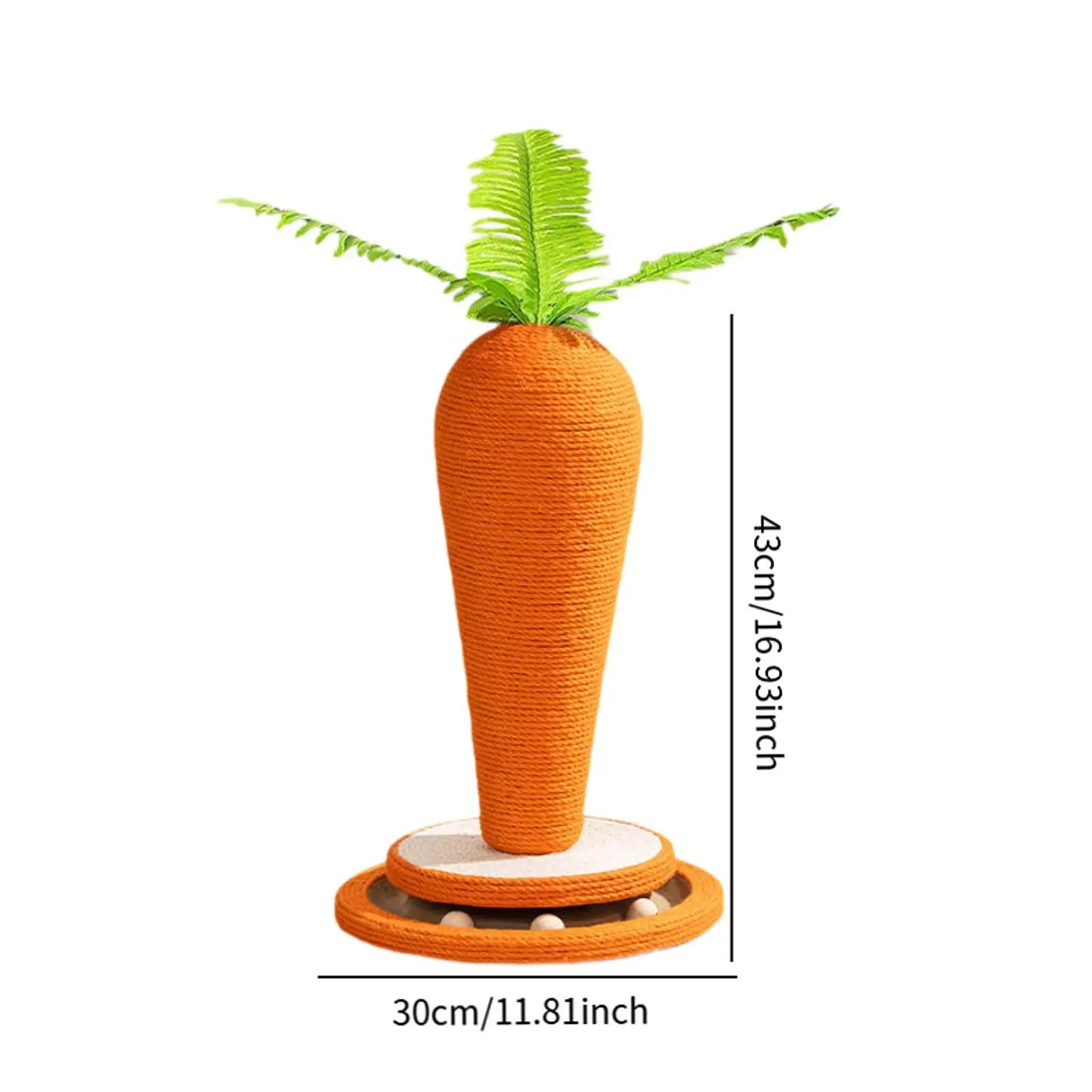 Carrot-Shaped Cat Scratch Post - Freestanding Interactive Scratcher Board for Indoor Cats