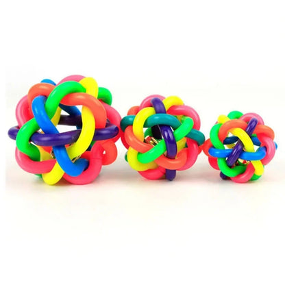 Interactive Rainbow Dog and Cat Toy Ball with Bell - Ideal for Chewing, Fetching, and Playtime