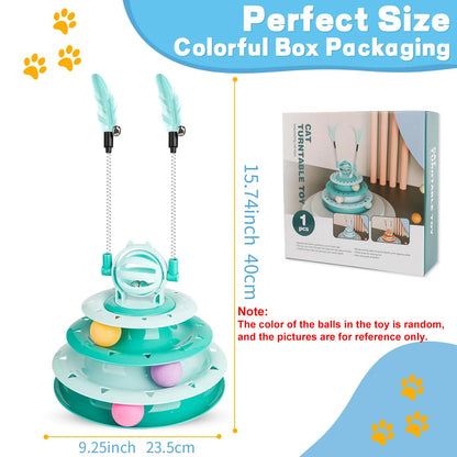 Indoor Cat Interactive Puzzle Toy with Ball Turntable and Sound Features