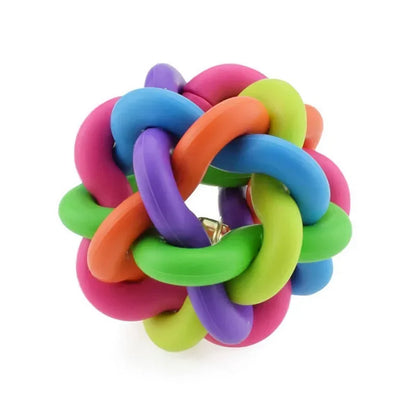 Interactive Rainbow Dog and Cat Toy Ball with Bell - Ideal for Chewing, Fetching, and Playtime