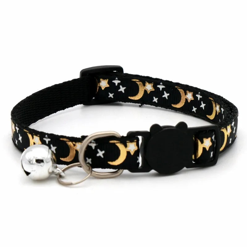Adjustable Colorful Pet Collar with Bell and Cartoon Footprint Design for Dogs and Kittens